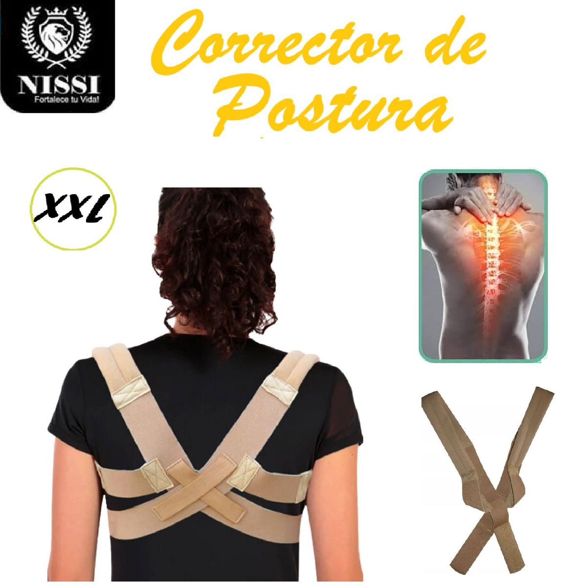 GENERICO - Faja Corrector De Postura Beige Talla -XXL