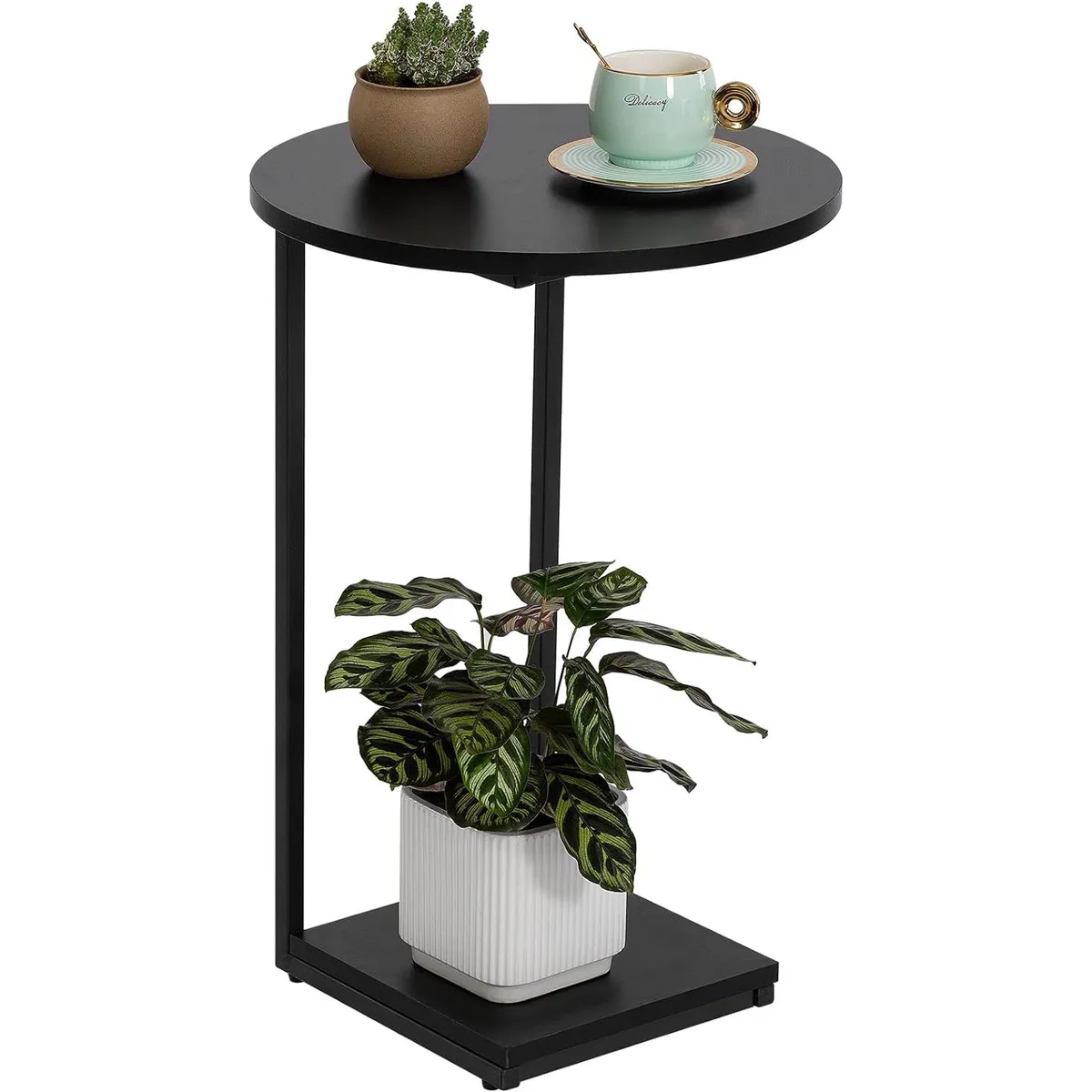 GENERICO - Mesa auxiliar forma de C color negro