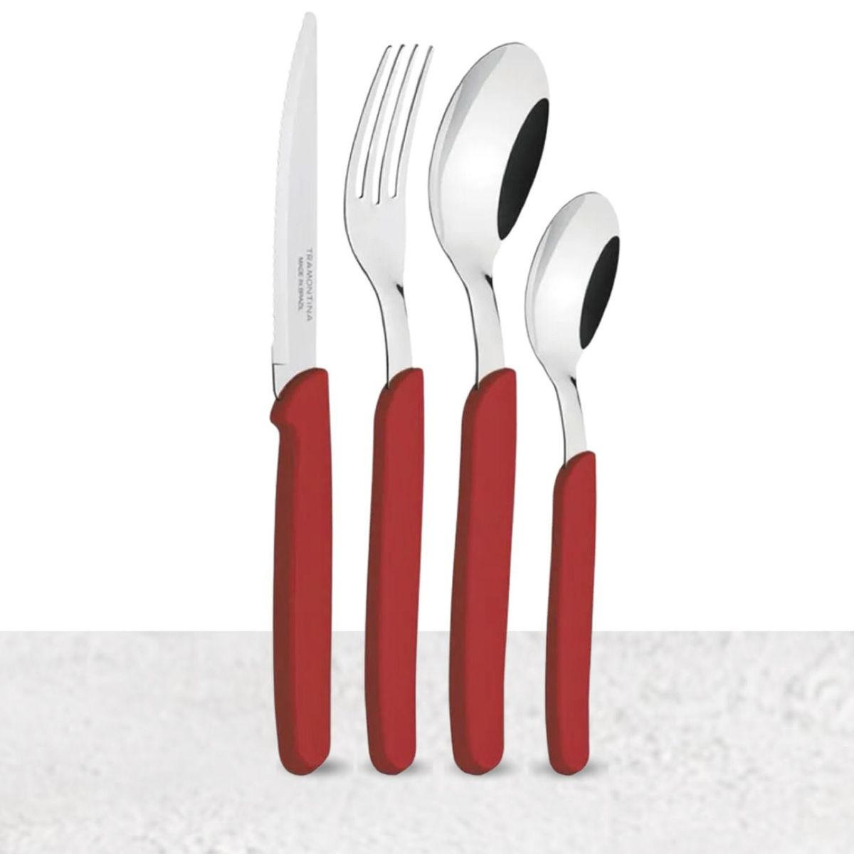 TRAMONTINA - Juego de Cubiertos  Acero Inoxidable y Mangos de Polipropileno 24 PZ