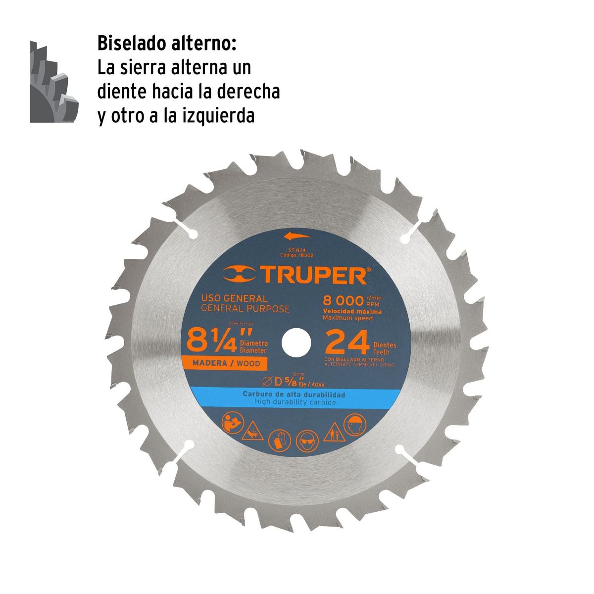 Truper - Disco para sierra circular 8 ¼"  24 dientes Truper