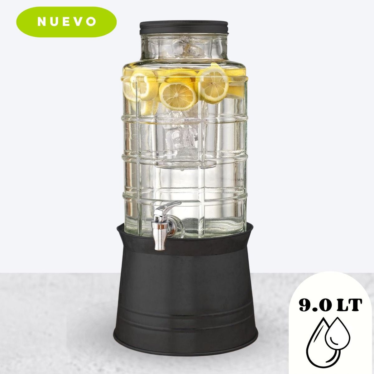 GENERICO - DISPENSADOR DE AGUA 9LT  DE VIDRIO