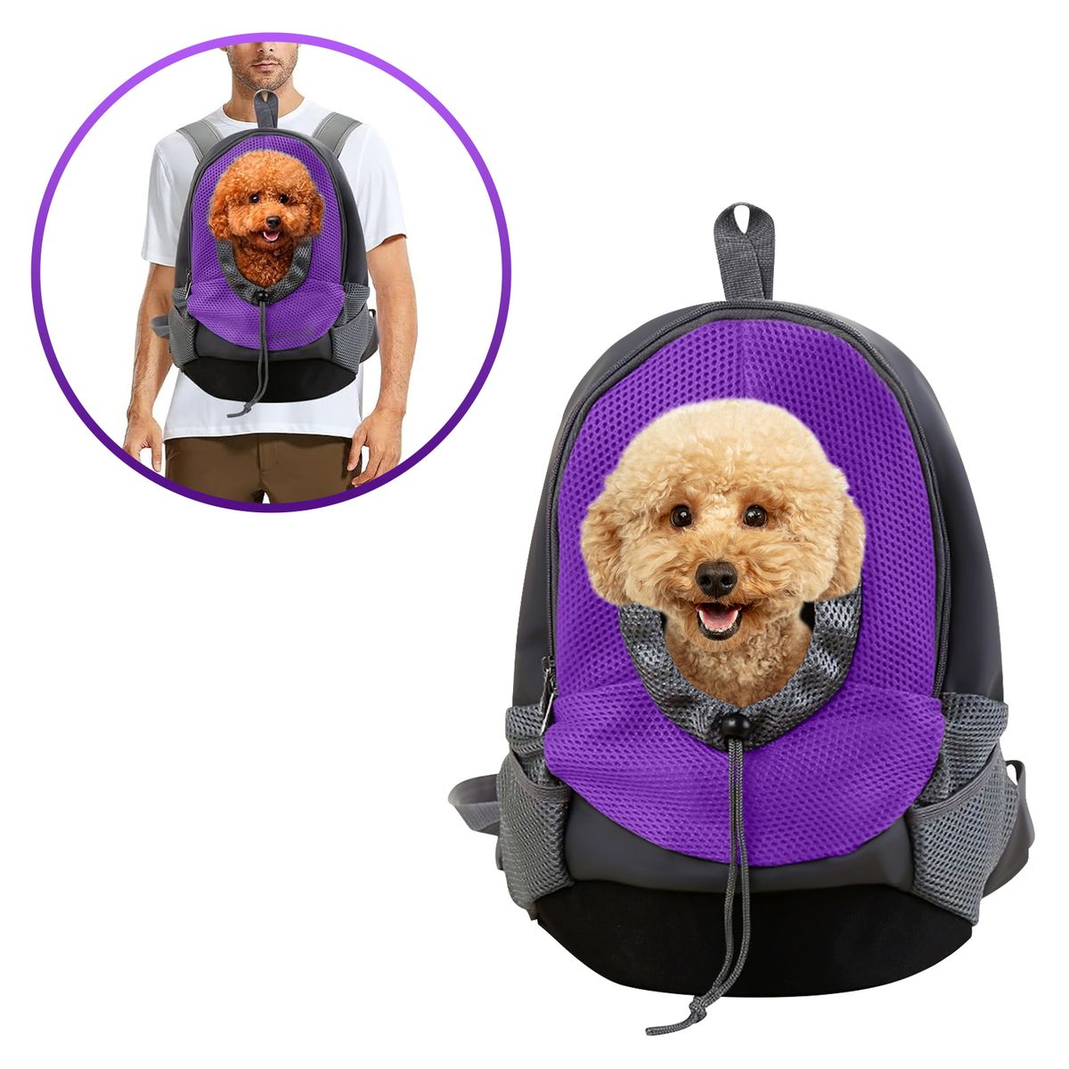 BUYPAL - Mochila para Mascotas Pequeñas Transpirable Morado