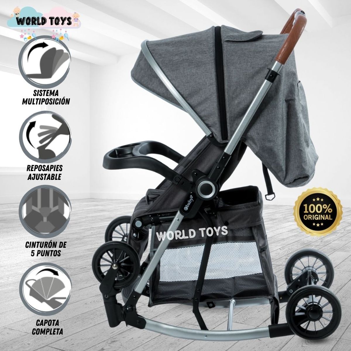 EBABY - Coche Mecedora de Lujo «EXUTOIRE» Gray