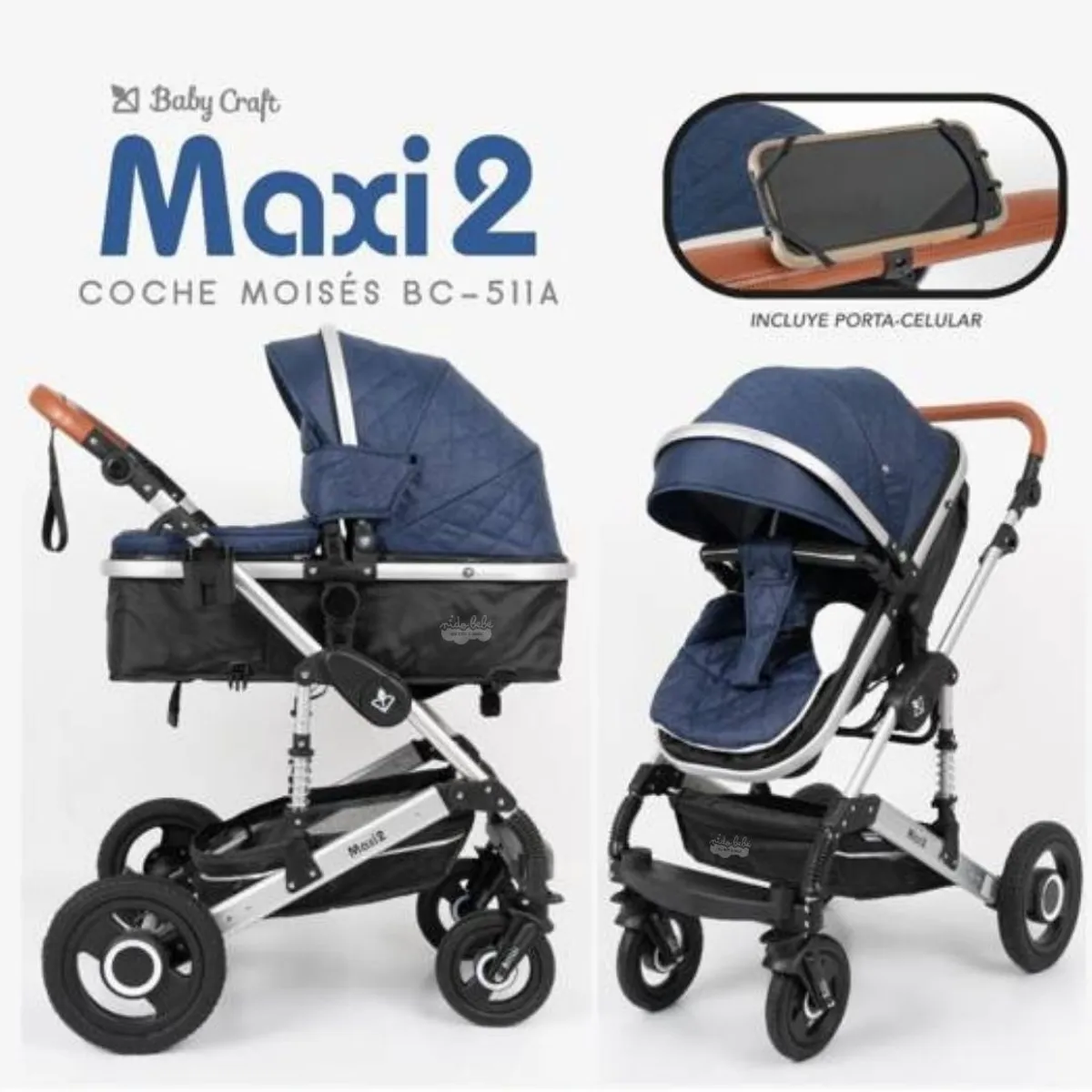 GENERICO - Coche Moises Maxi 2 BEBE AZUL BC-511A