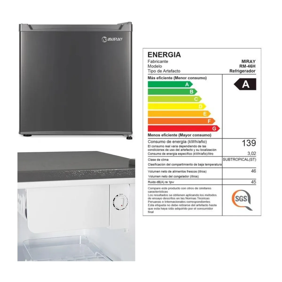 MIRAY - Frigobar-Refrigeradora Miray RM-46H 46 L
