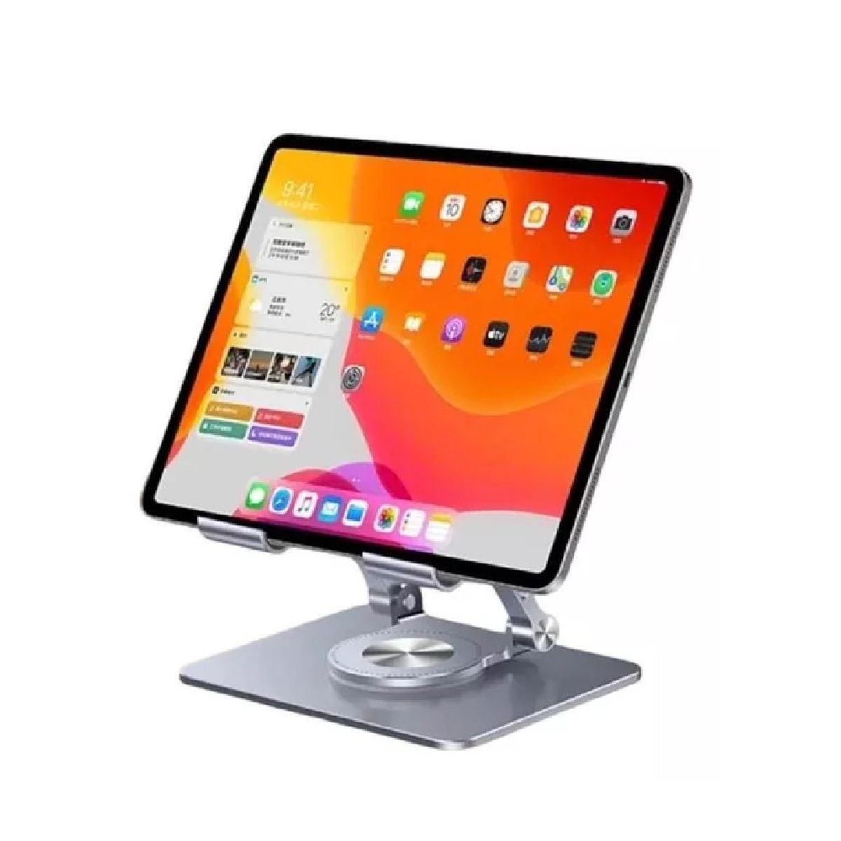 GENERICO - Soporte Giratorio Para Tablet 13 Metal Plomo Base Plegable