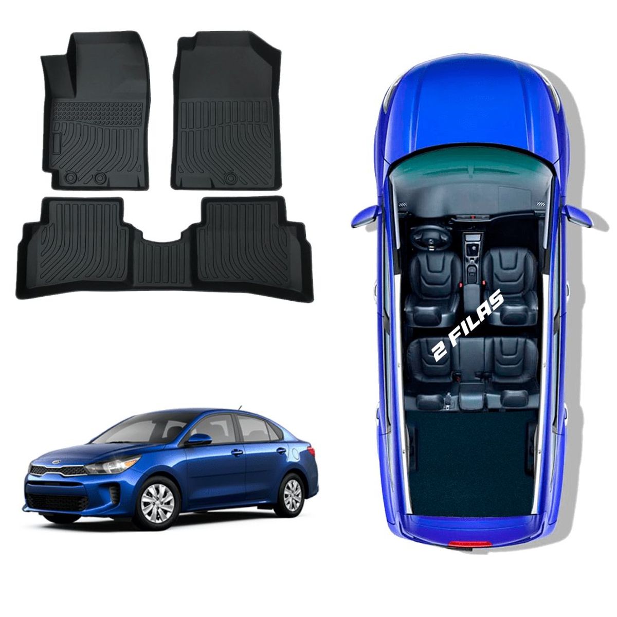 TECGO - PROTECTOR CUBRE PISO 5D TPE KIA RIO 2018-2023