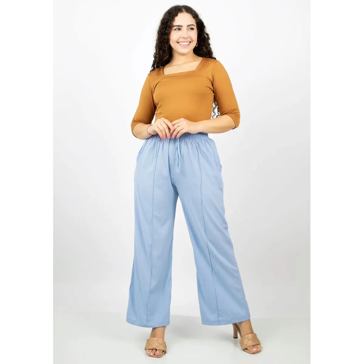 GENERICO - PANTALÓN PALAZO LINO DAMA