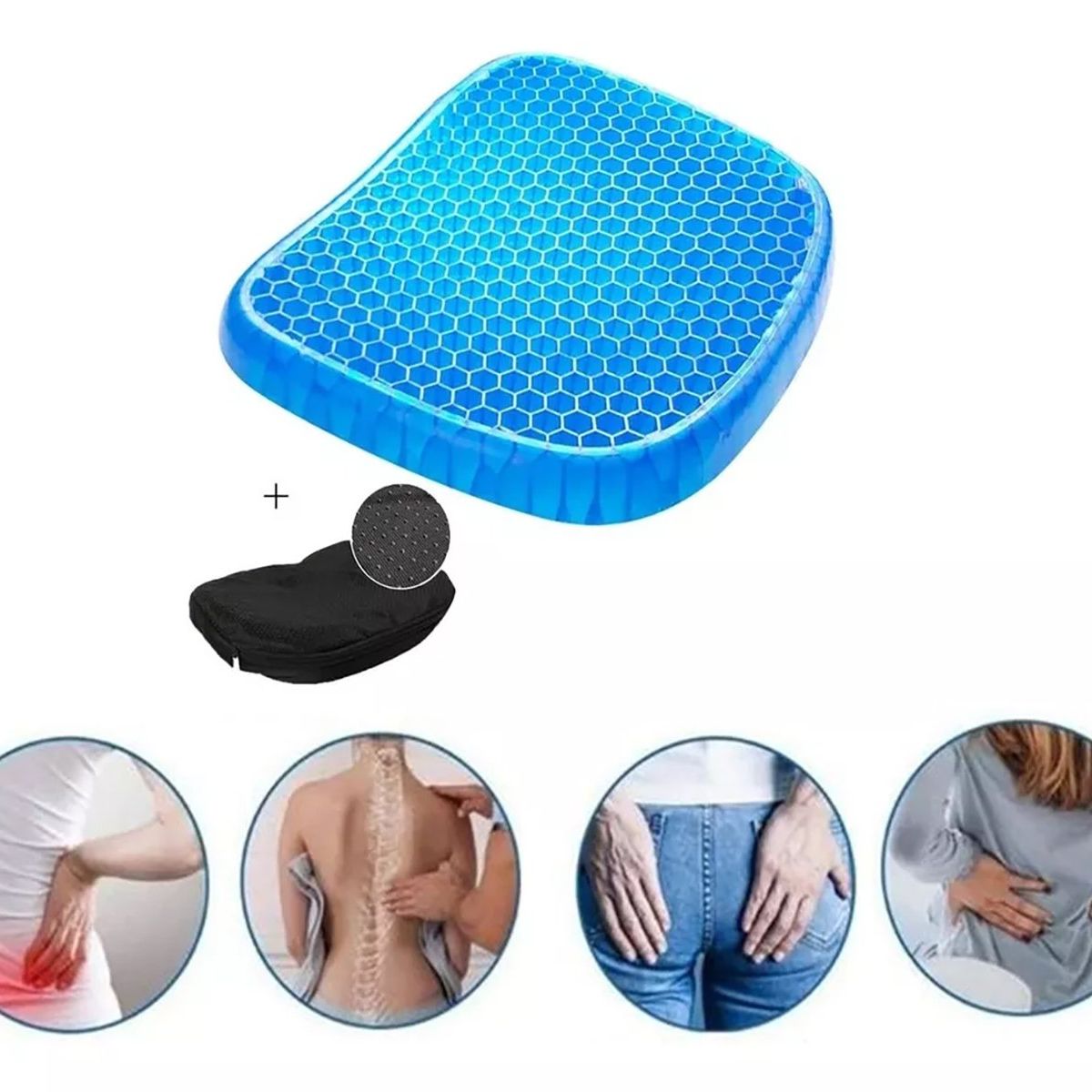 GENERICO - Cojín Gel de ergonómico antideslizante para Silla de Oficina y Auto