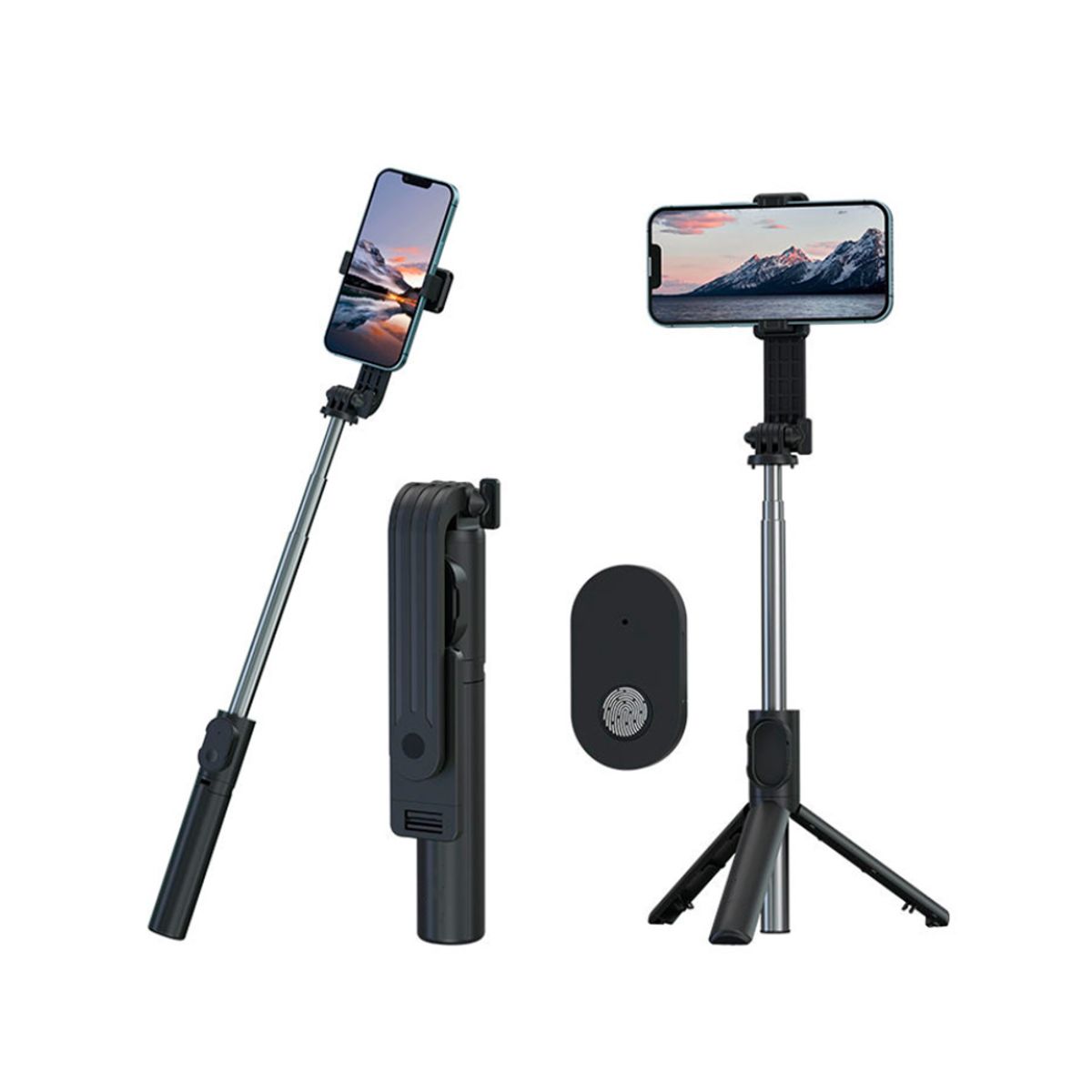 GENERICO - Tripode Bluetooth Selfie Stick Para Lives Stream y Grabaciones WEP-P20S - NEGRO