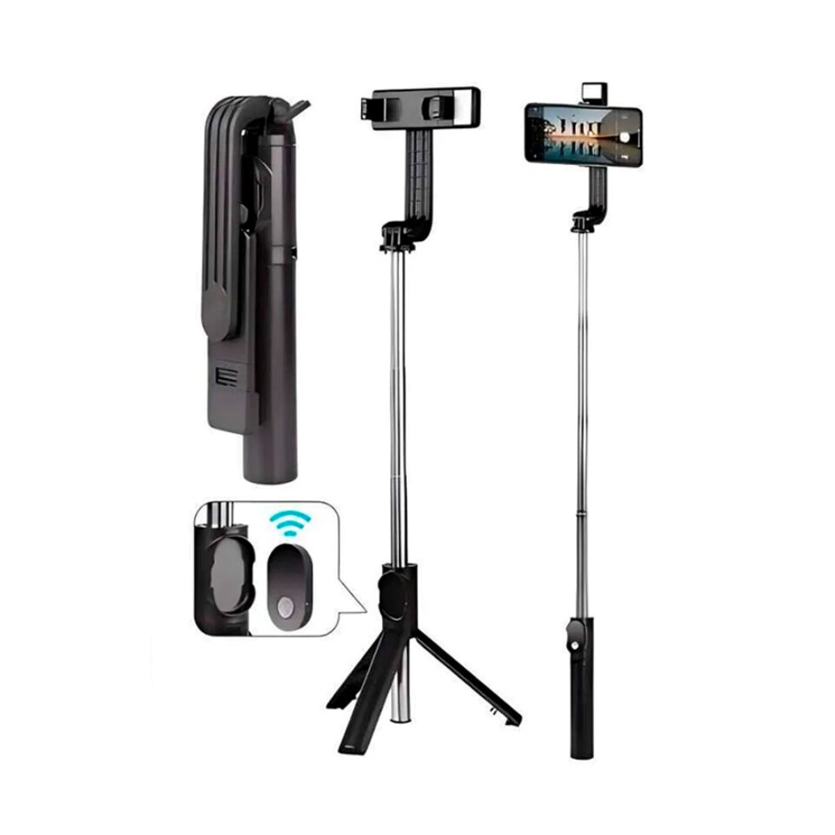 GENERICO - Tripode Bluetooth Selfie Stick Para Lives Stream y Grabaciones WEP-P20S - NEGRO