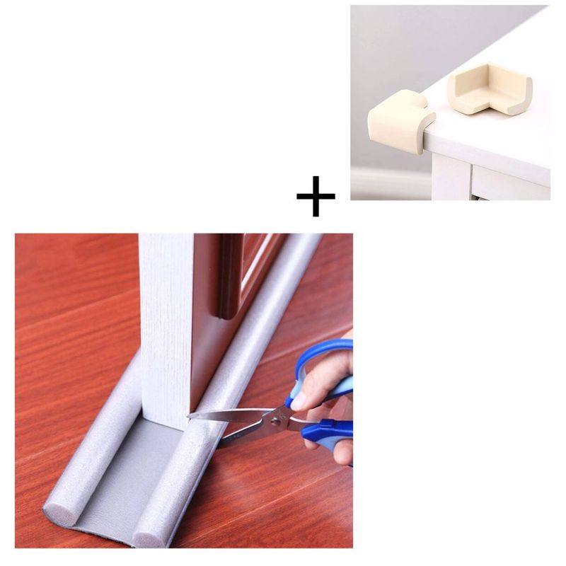 GENERICO - Burlete Flexible de Espuma 95cm + Protector de Esquina de Mesa