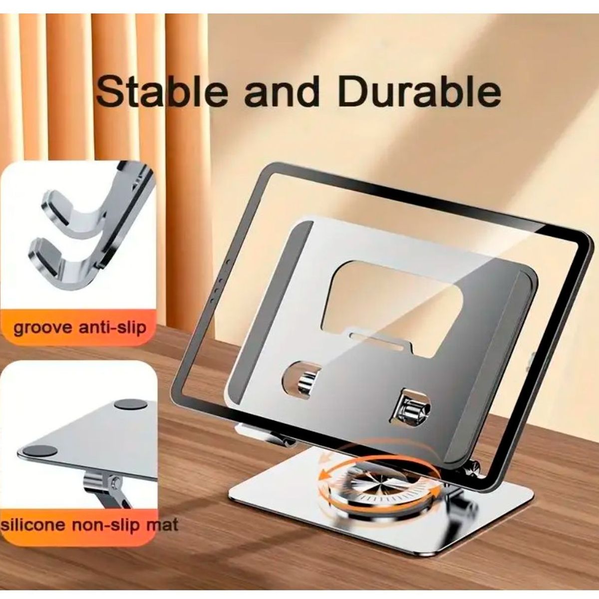 GENERICO - Soporte Ajustable Para Tablet Y Portátil Giratorio De Aluminio