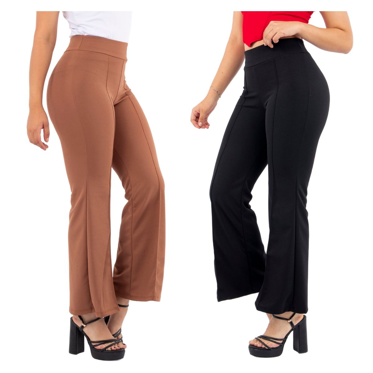 GENERICO - Pack x2 Pantalón Scuba Palazzo  Marina Mujer