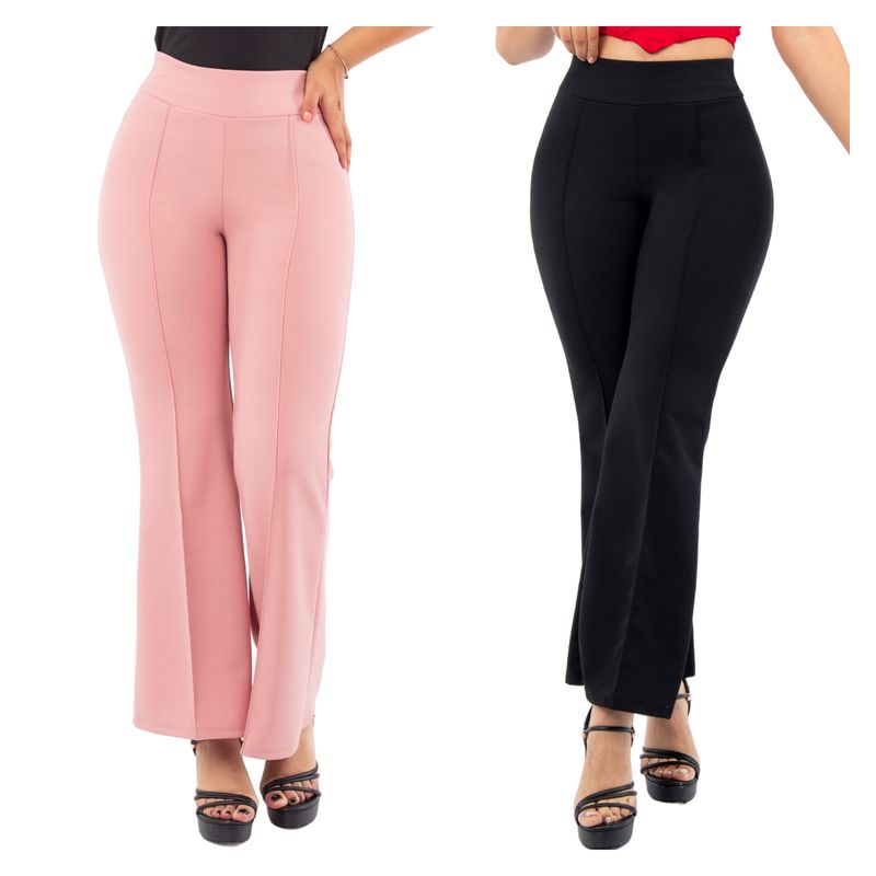 GENERICO - Pack x2 Pantalón Scuba Palazzo  Marina Mujer