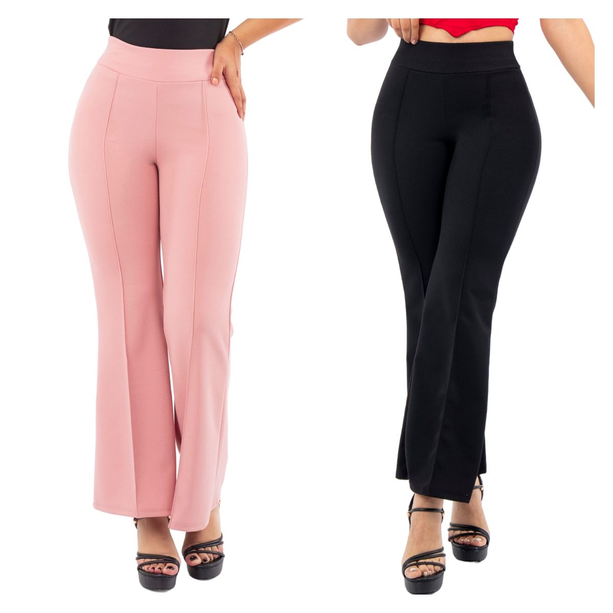 GENERICO - Pack x2 Pantalón Scuba Palazzo  Marina Mujer