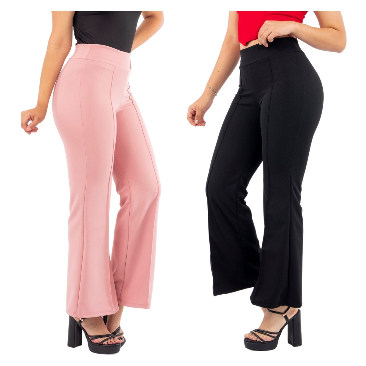 GENERICO - Pack x2 Pantalón Scuba Palazzo  Marina Mujer