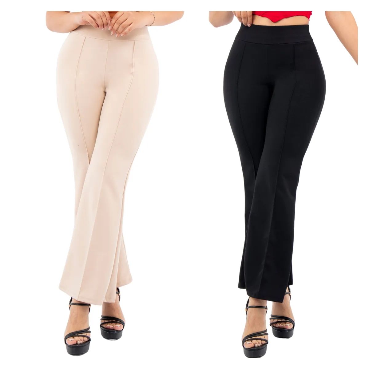 GENERICO - Pack x2 Pantalón Scuba Palazzo  Marina Mujer