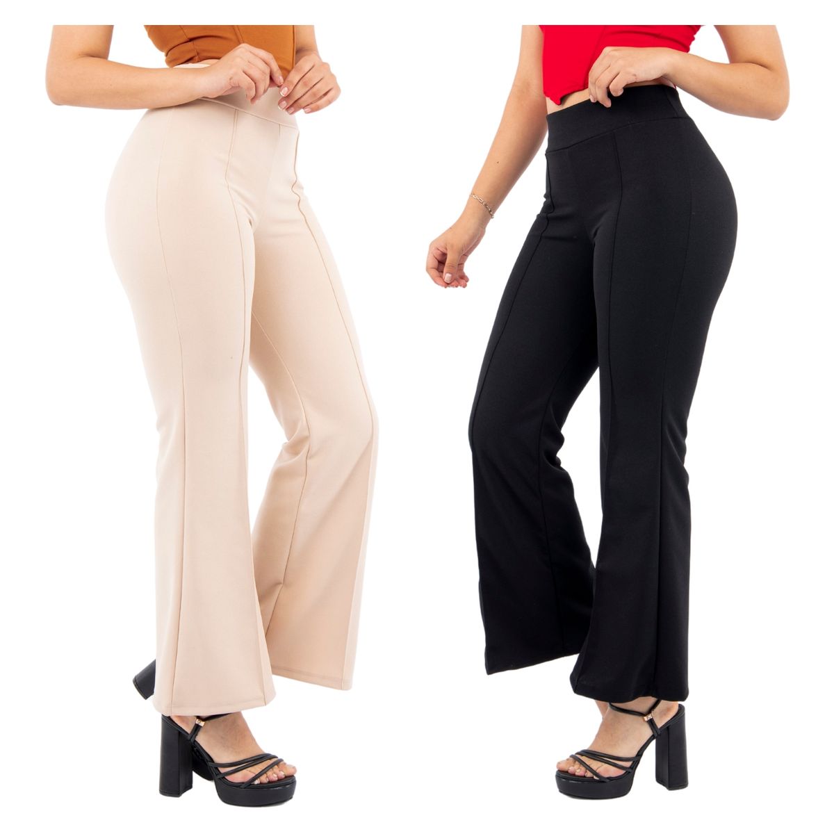 GENERICO - Pack x2 Pantalón Scuba Palazzo  Marina Mujer