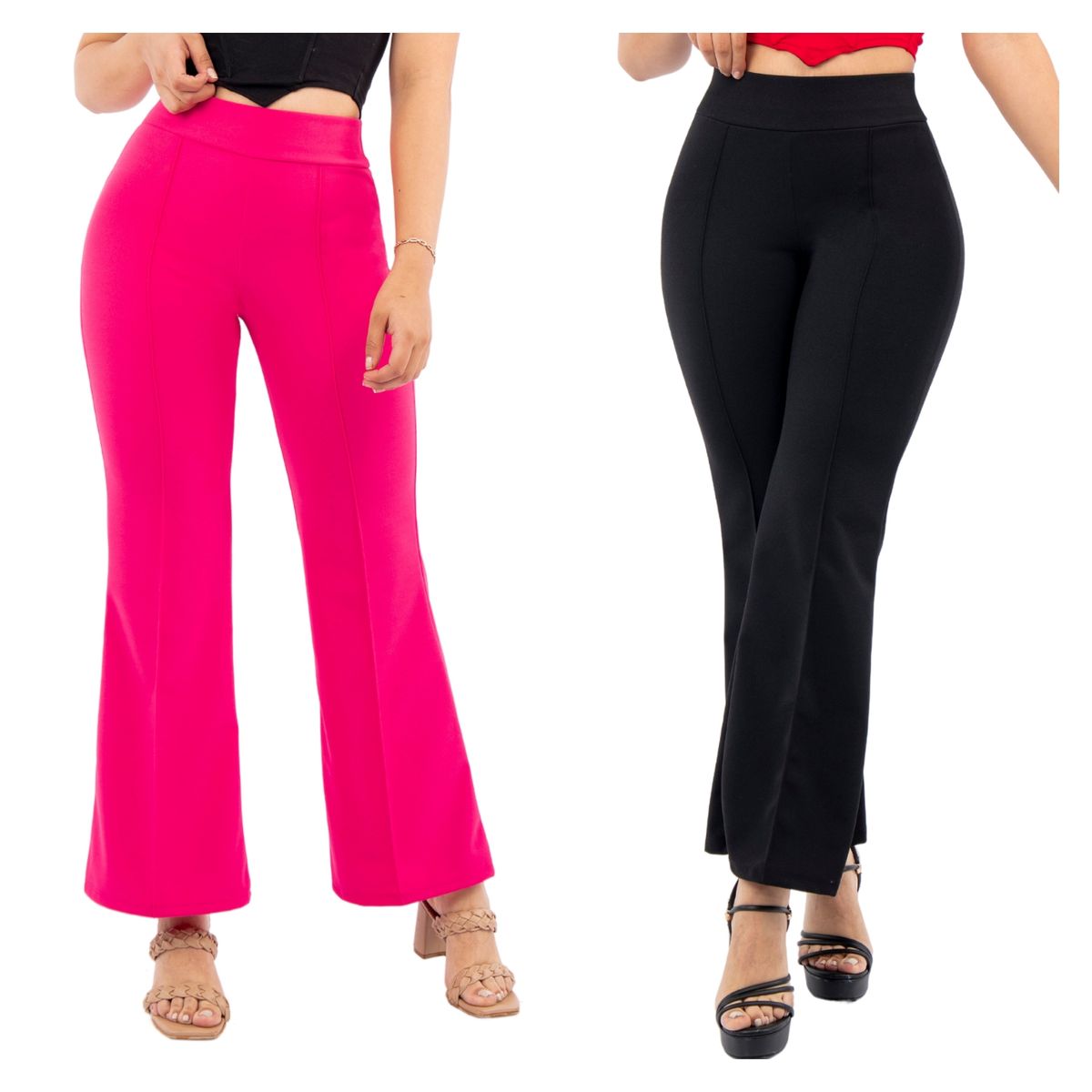 GENERICO - Pack x2 Pantalón Scuba Palazzo  Marina Mujer