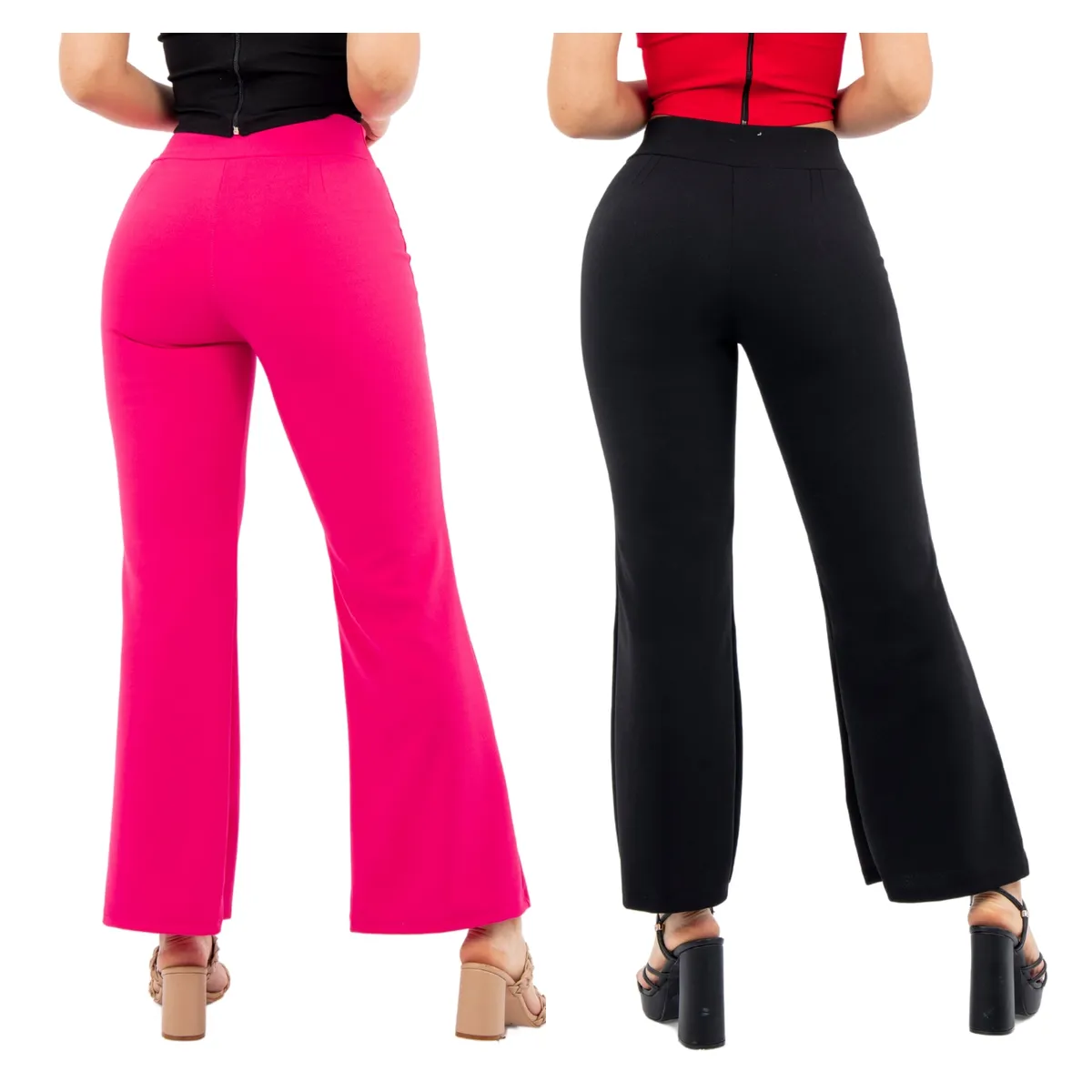 GENERICO - Pack x2 Pantalón Scuba Palazzo  Marina Mujer