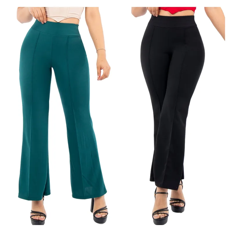 GENERICO - Pack x2 Pantalón Scuba Palazzo  Marina Mujer