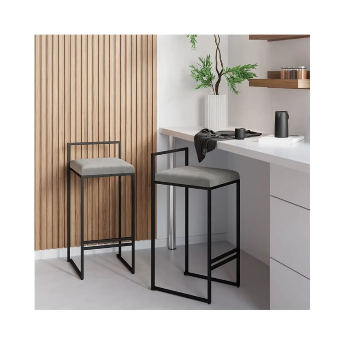 GENERICO - Banco Bar Boane Gris Pandora Home