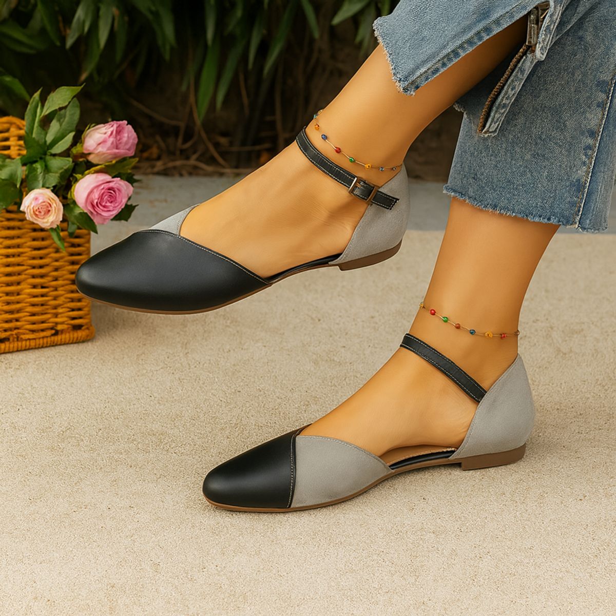 GENERICO - Balerinas Mujer Misshus Lua negro gris