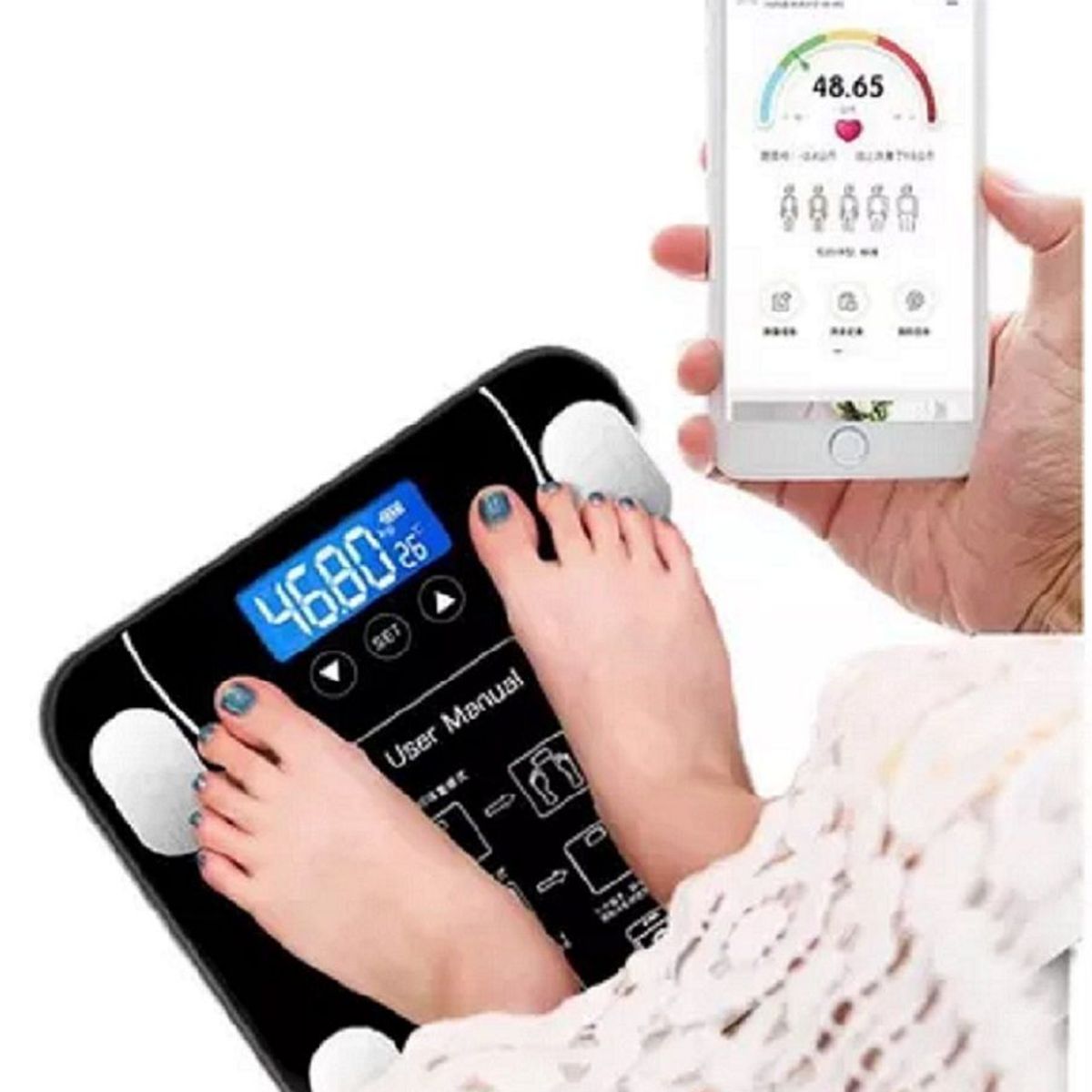 GENERICO - BALANZA INTELIGENTE RECARGABLE BLUETOOTH PESO 180 KG