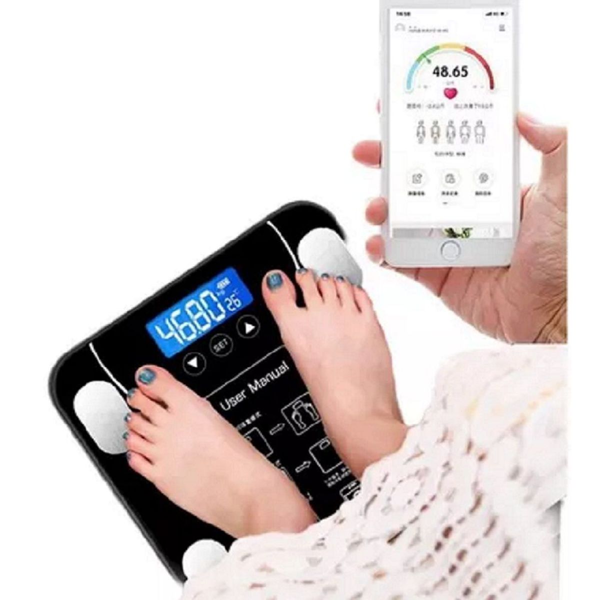 GENERICO - BALANZA INTELIGENTE RECARGABLE BLUETOOTH PESO 180 KG