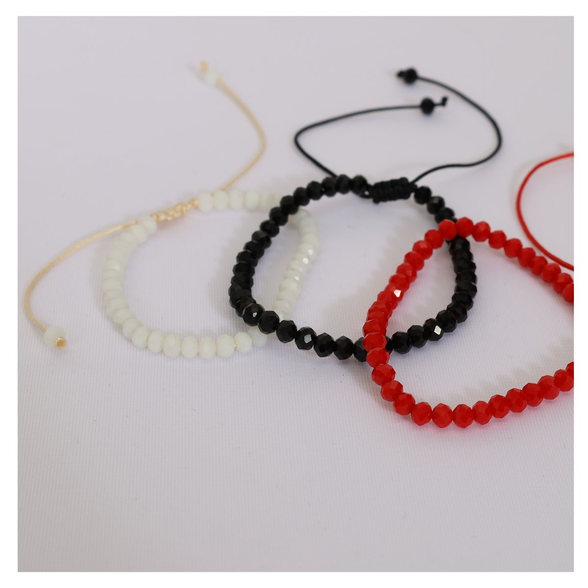 GENERICO - Pack x3 Pulseras de hilo con piedra Murano artesanal