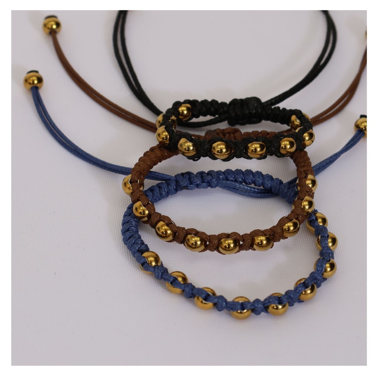 GENERICO - Pack x3 Pulsera Pellet macramé con balines Unisex artesanal