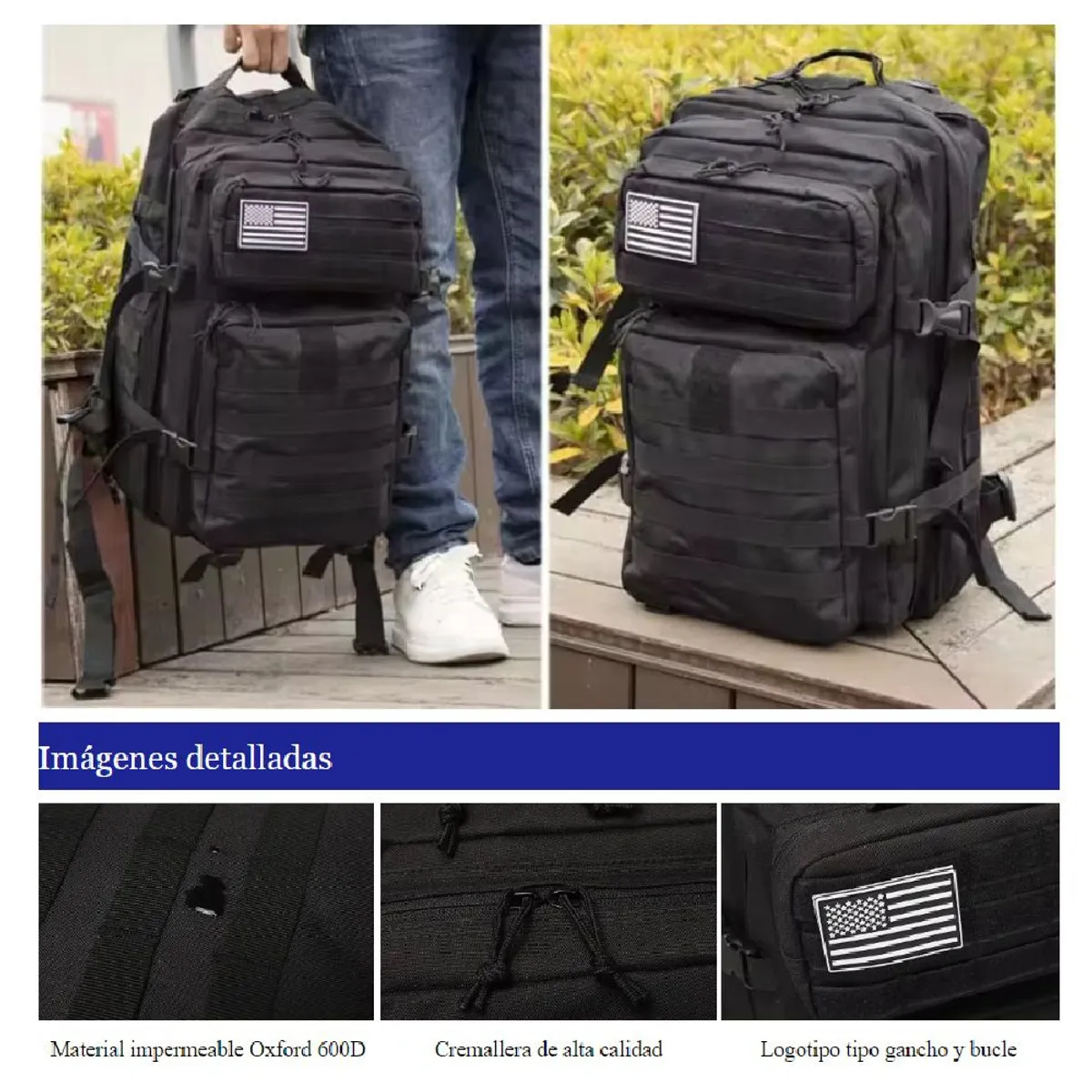 GENERICO - Mochila Militar Táctica 50L Multifuncional Camping - Negro