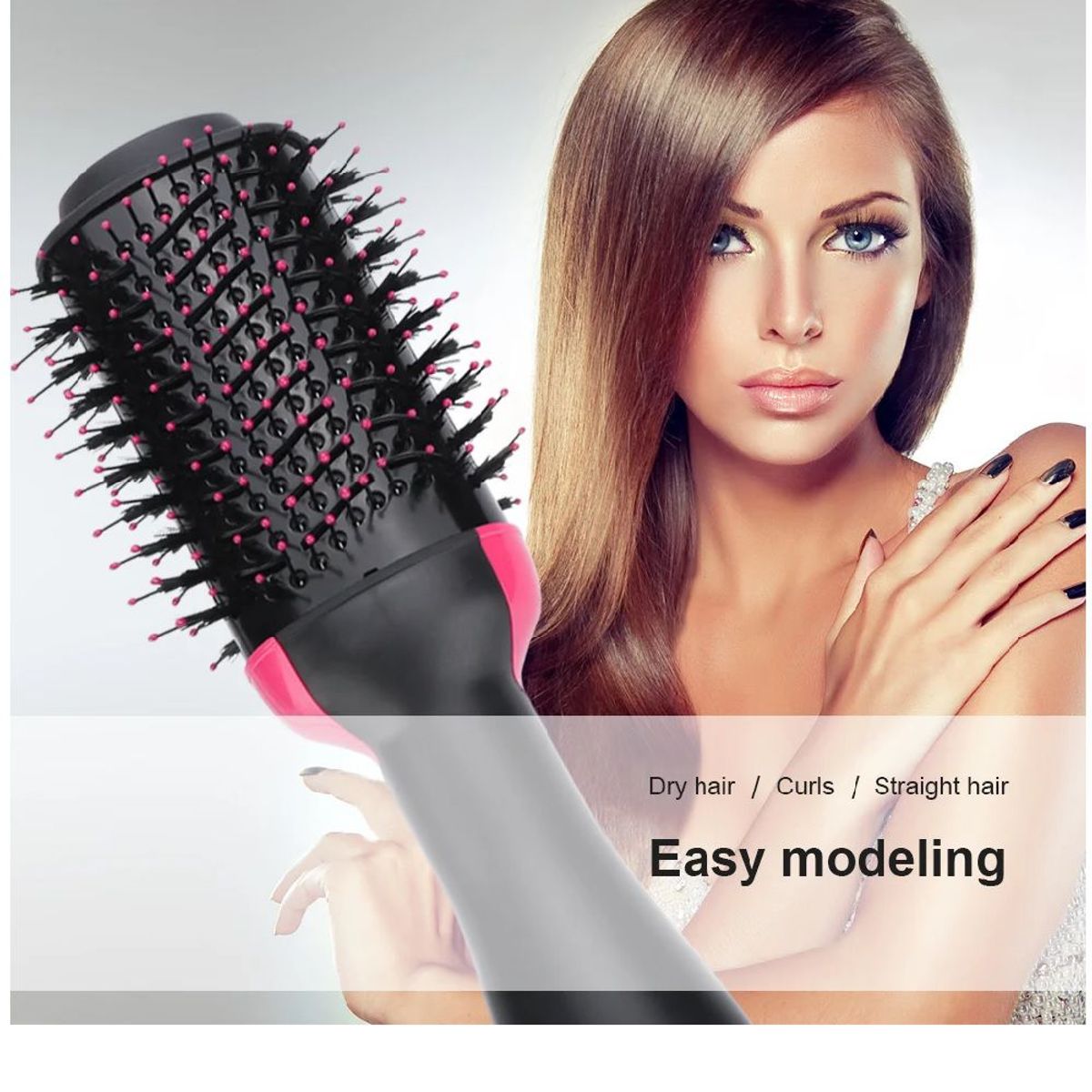 GENERICO - Cepillo Secador Alisador de Cabello Multifuncional 3 en 1