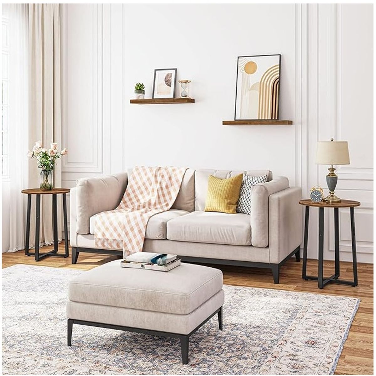 GENERICO - Mesa auxiliar industrial redonda nogal