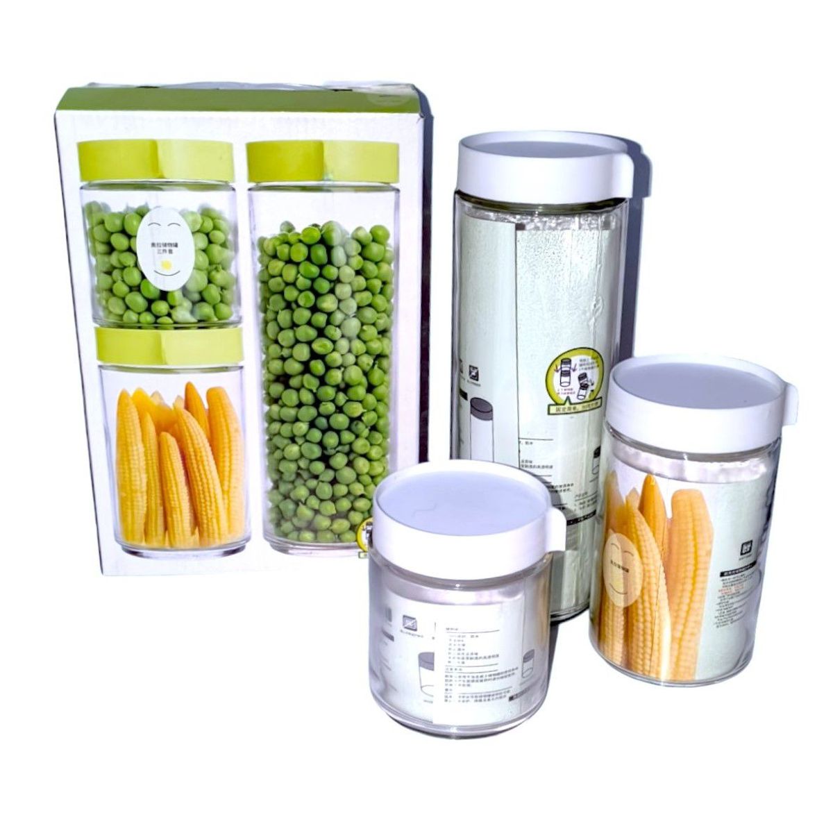 GENERICO - Frascos de almacenamiento o contenedores de vidrio x 3 piezas