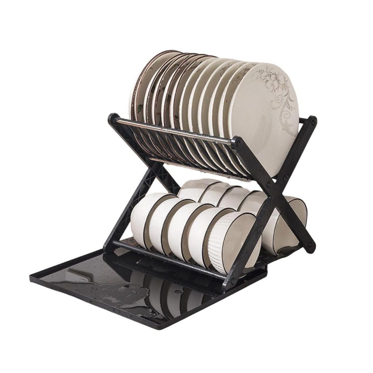 GENERICO - Organizador  Escurridor de platos modelo X Color negro