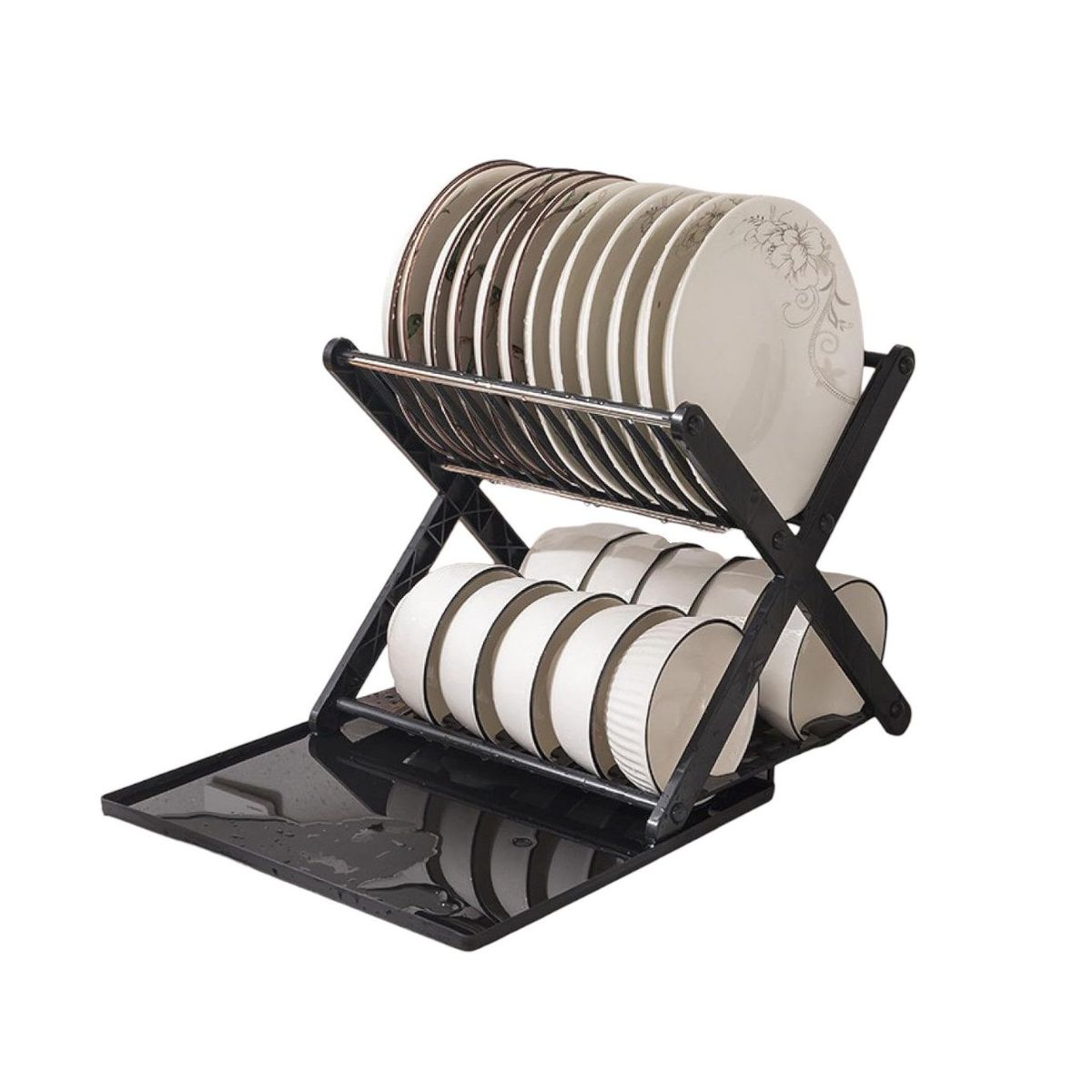 GENERICO - Organizador  Escurridor de platos modelo X Color negro