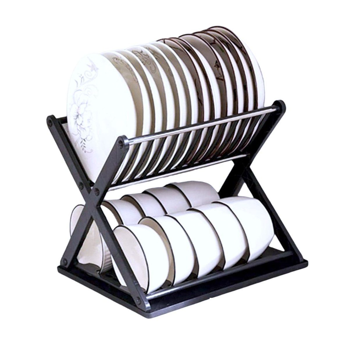 GENERICO - Organizador  Escurridor de platos modelo X Color negro