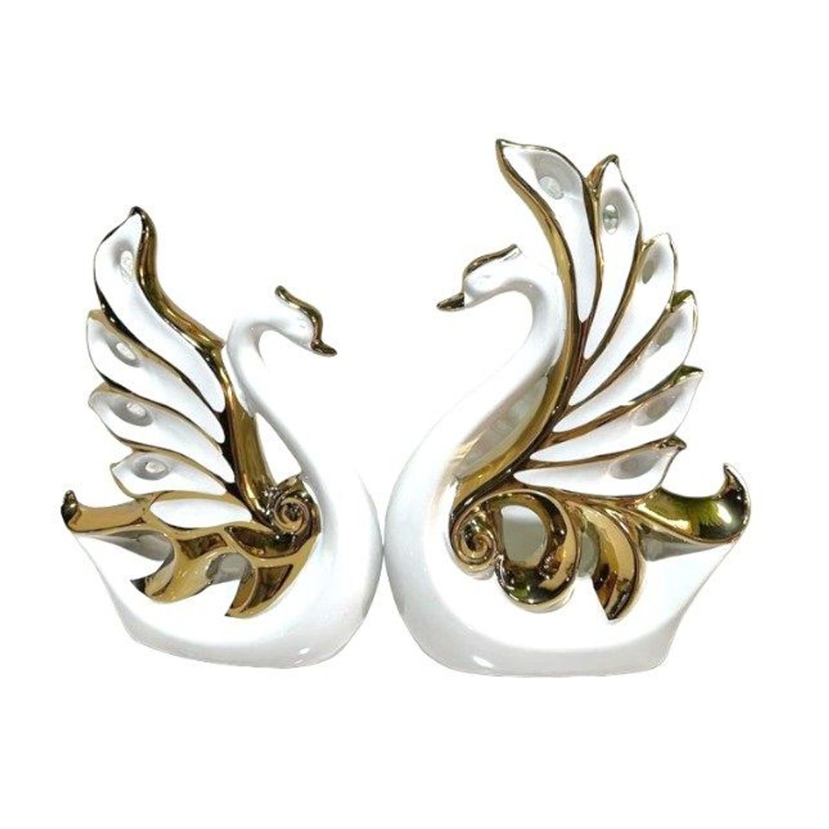 GENERICO - Adorno escultura de cisne blanco con dorado