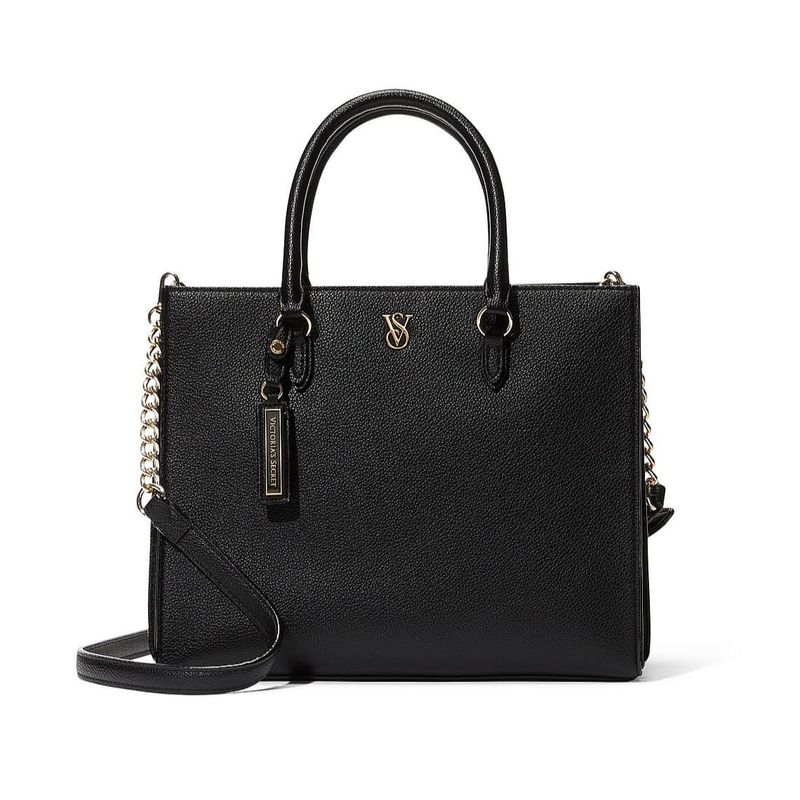 VICTORIA'S SECRET - Cartera Negro Con Dorado Mediana Victorias Secret