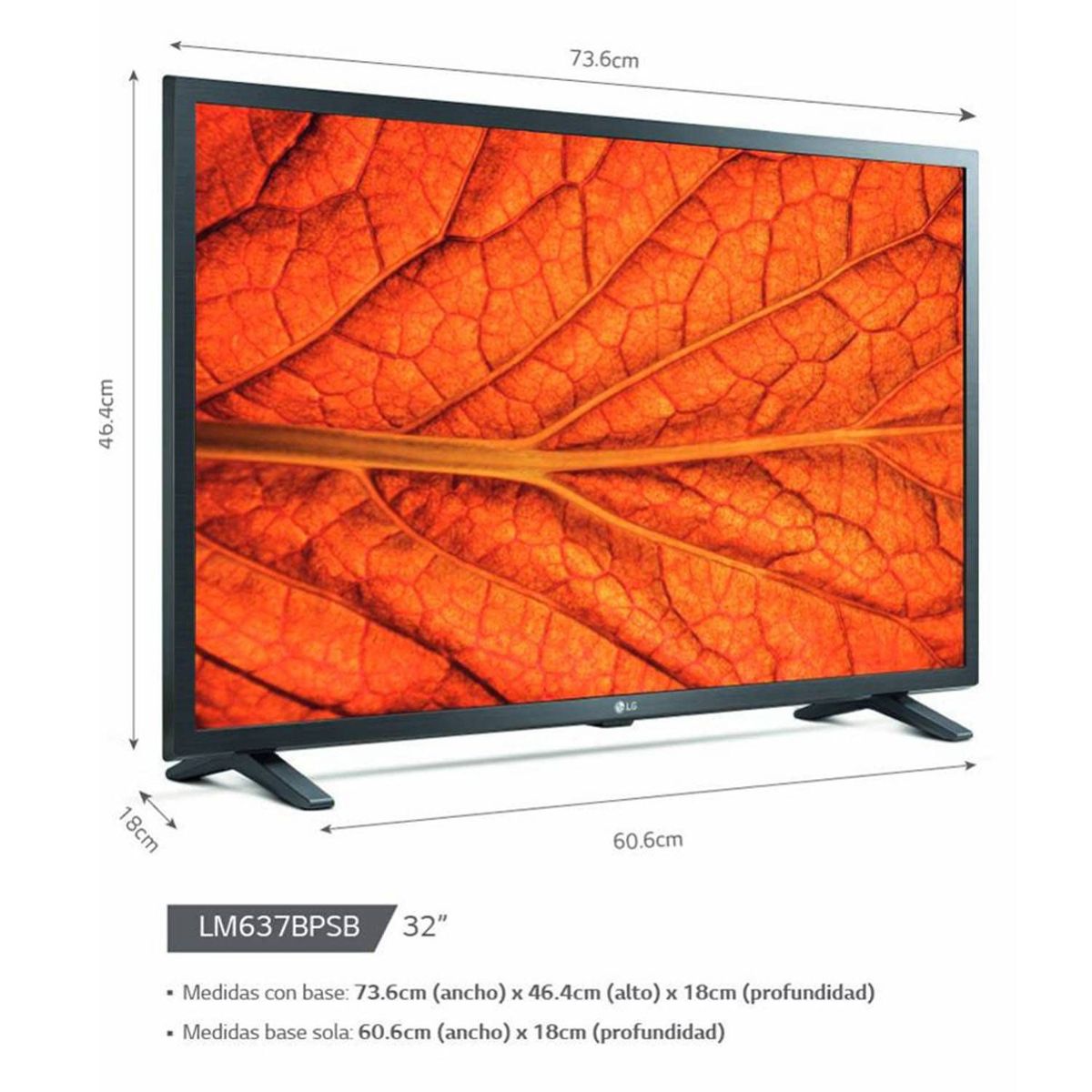 LG - Televisor LG 32 Smart TV HD LED AI ThinQ 32LM637BPSB