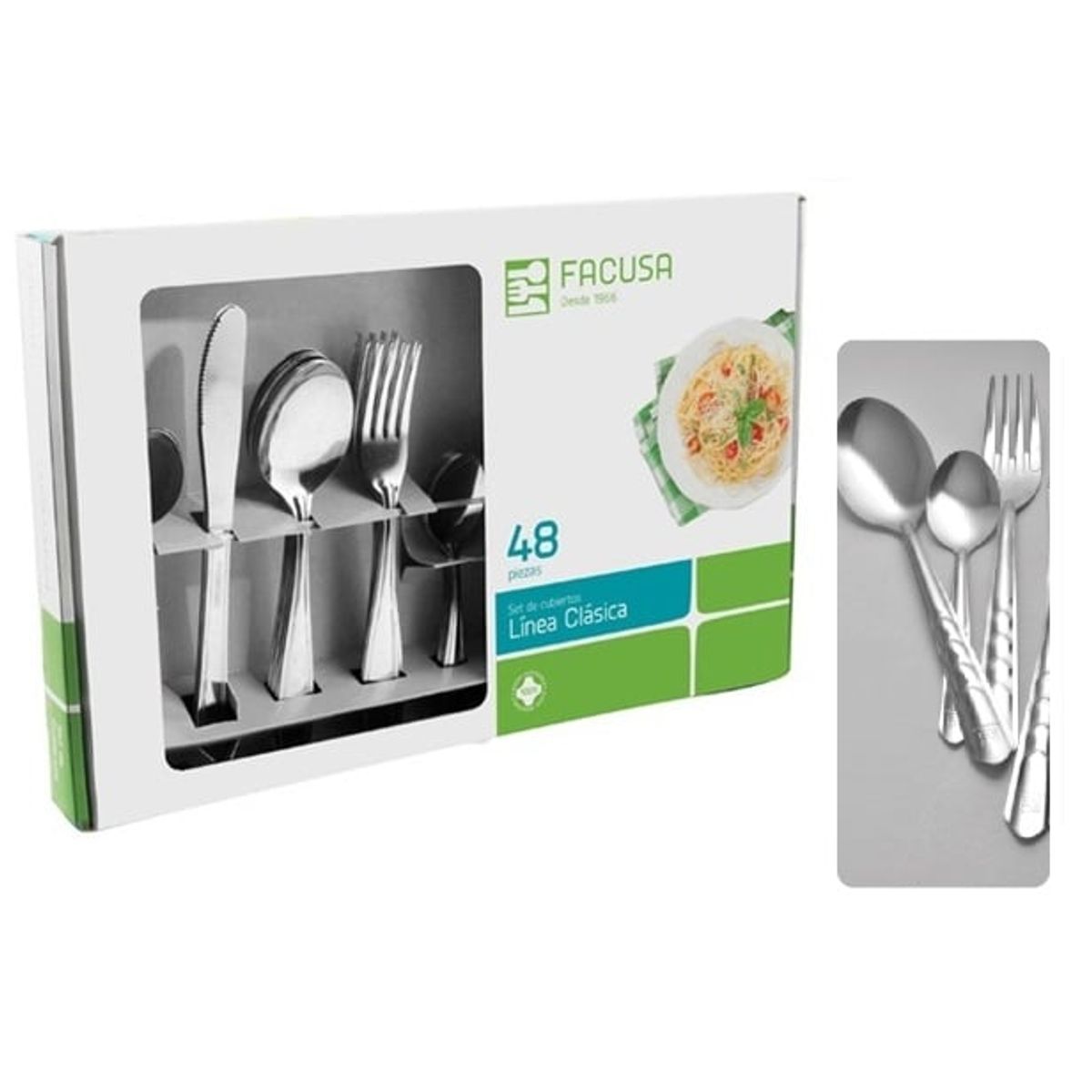 FACUSA - Set de cubiertos 48 Piezas Acero Inoxidable Modelo 80 Facusa