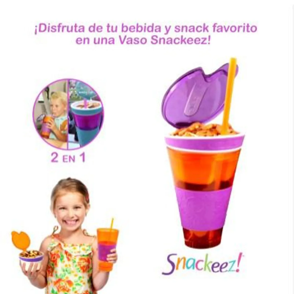 GENERICO - Snackeez- Vaso 2 en 1 para Bebidas y Snacks -Nina
