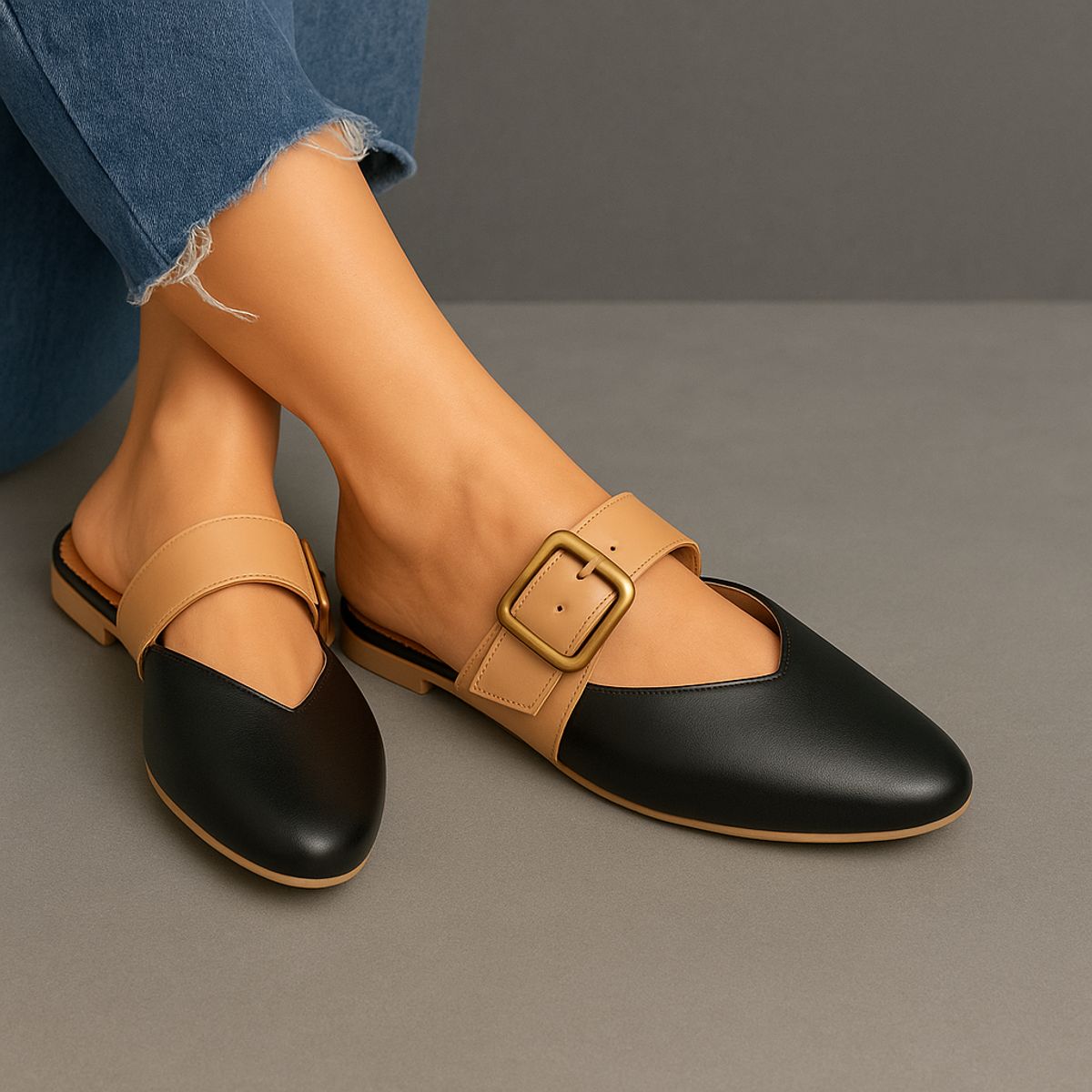 GENERICO - Zapatos mules Mujer Misshus Ana negro beige