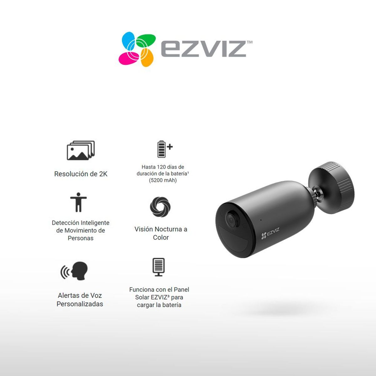 EZVIZ - Càmara Inalambrica Wifi para Exterior con Bateria 2k + SD 64 GB - Ezviz