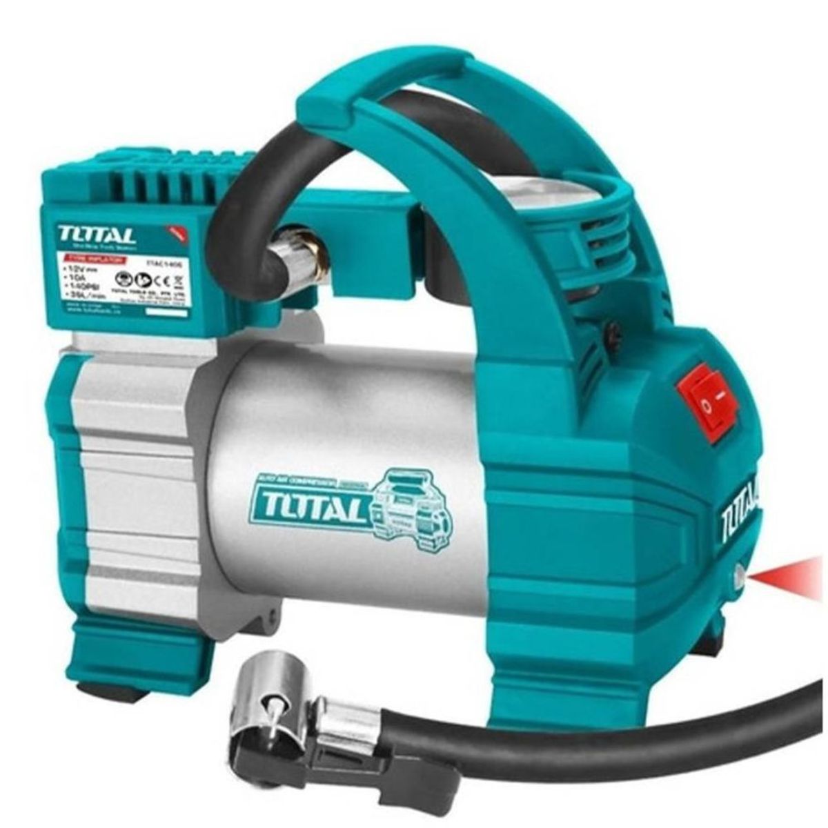 TOTAL TOOLS - Mini Compresor Inflador de Aire 140Psi Auto Total TTAC1406