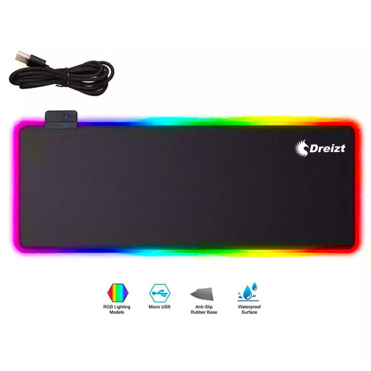 DREIZT - Mousepad Gamer RGB Multicolor XL 80cm x 30cm