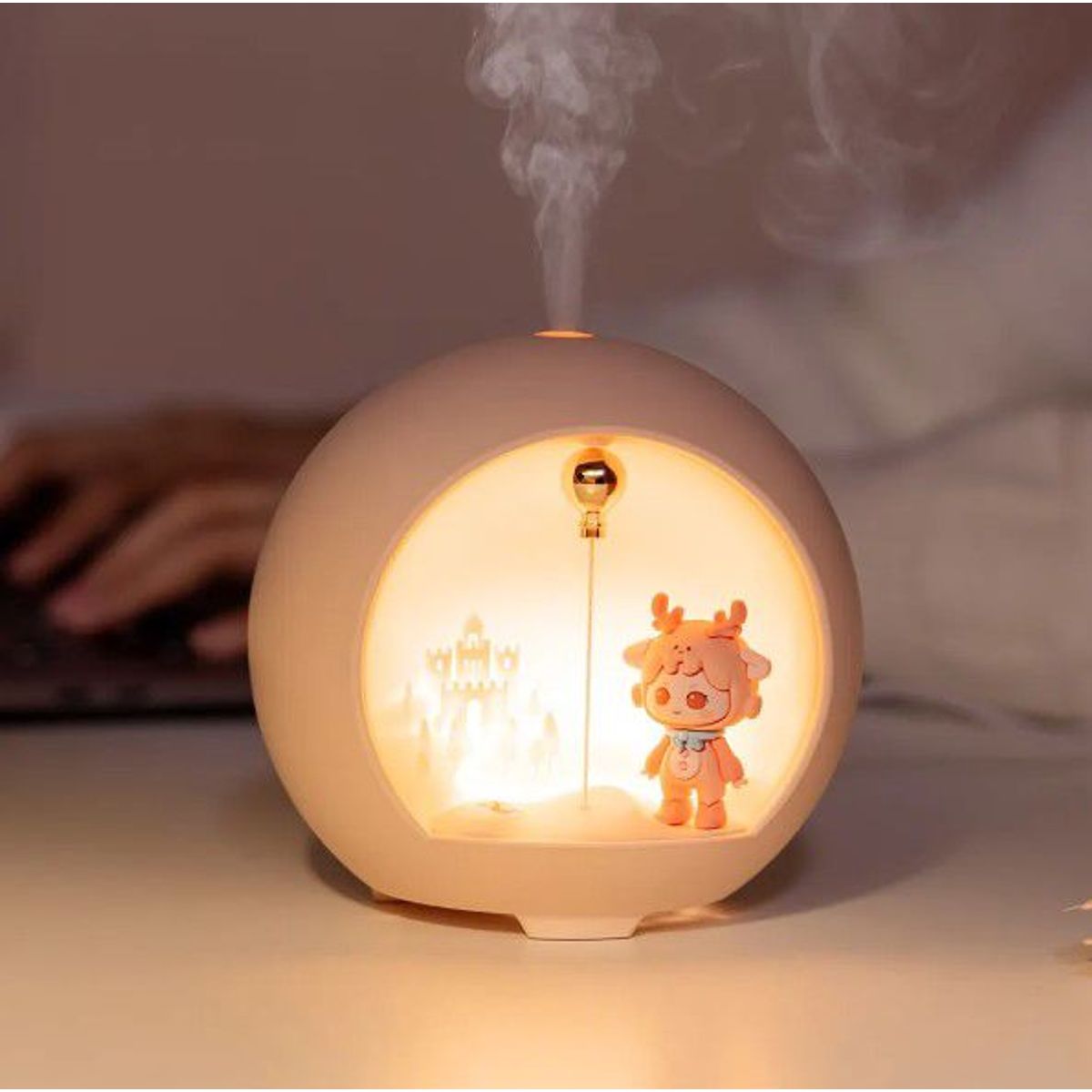 GENERICO - Difusor Aromaterapia - Lampara Luna Rosado