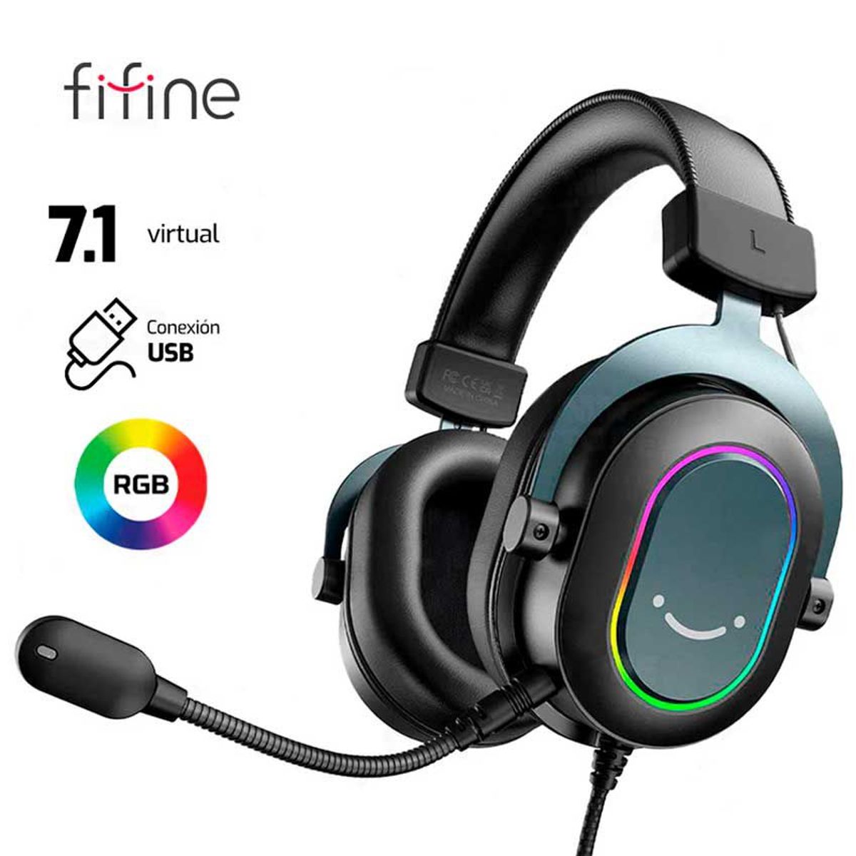 FIFINE - AUDIFONO FIFINE H6 USB 7.1 RGB NEGRO GAMER